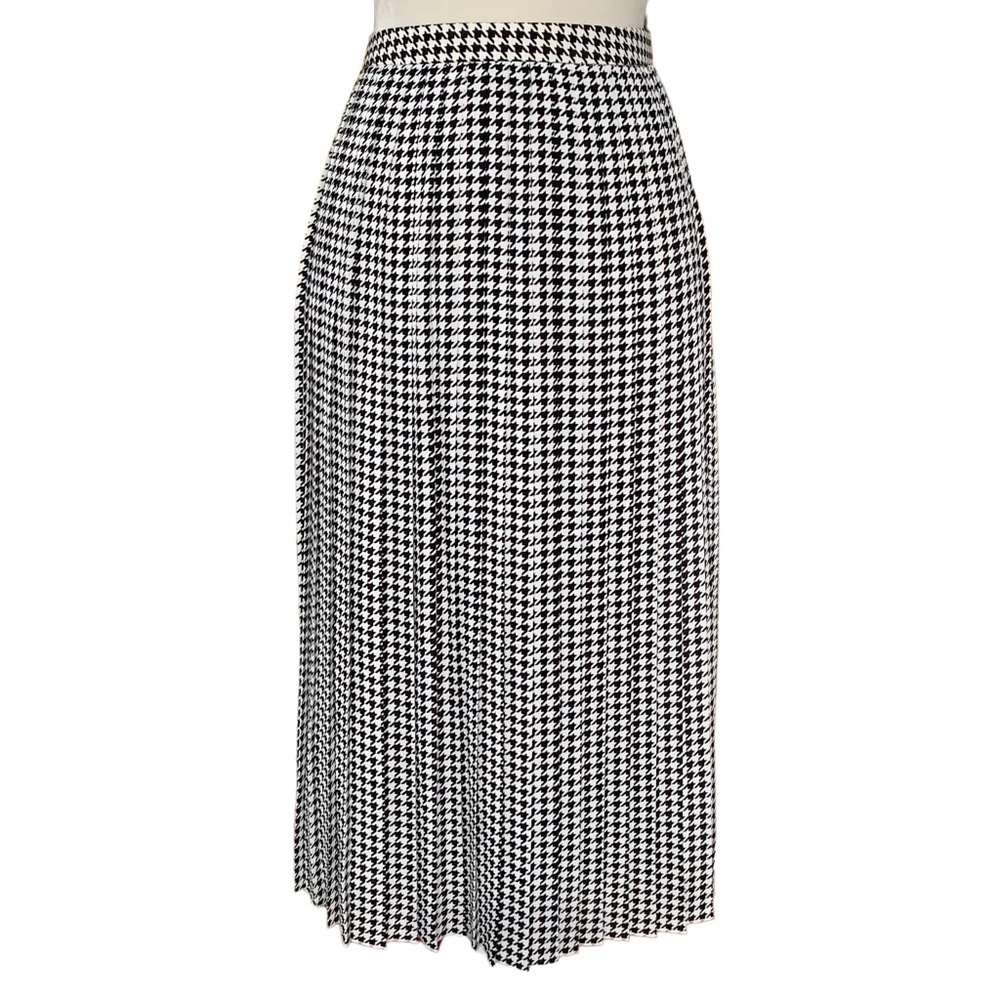 J. Crew Black and White Houndstooth Midi Skirt